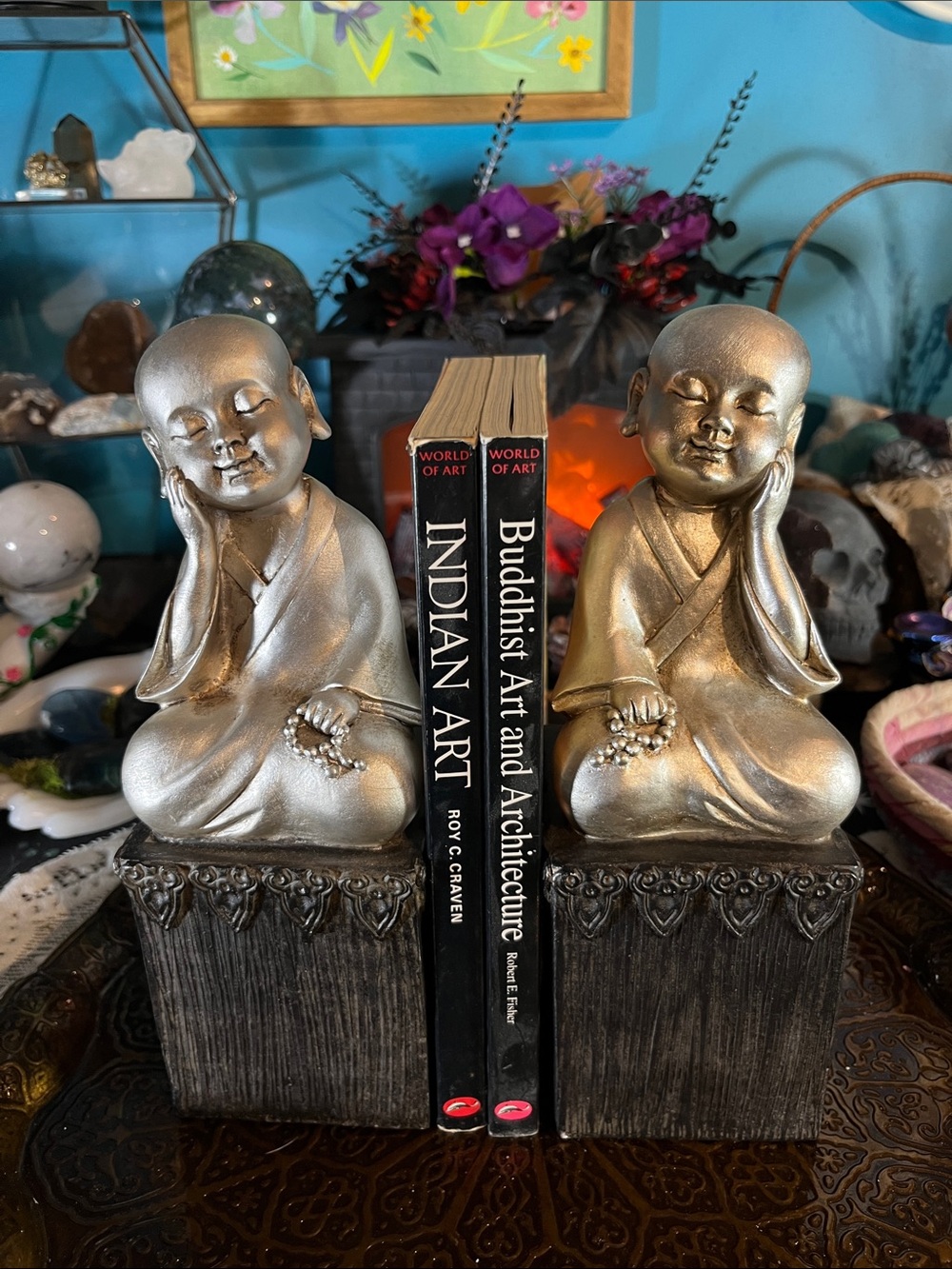 Resin Buddha bookends